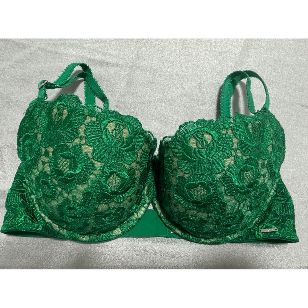 Victoria's‎ Secret Miracle Bra Balconet Green Floral Lace 34C